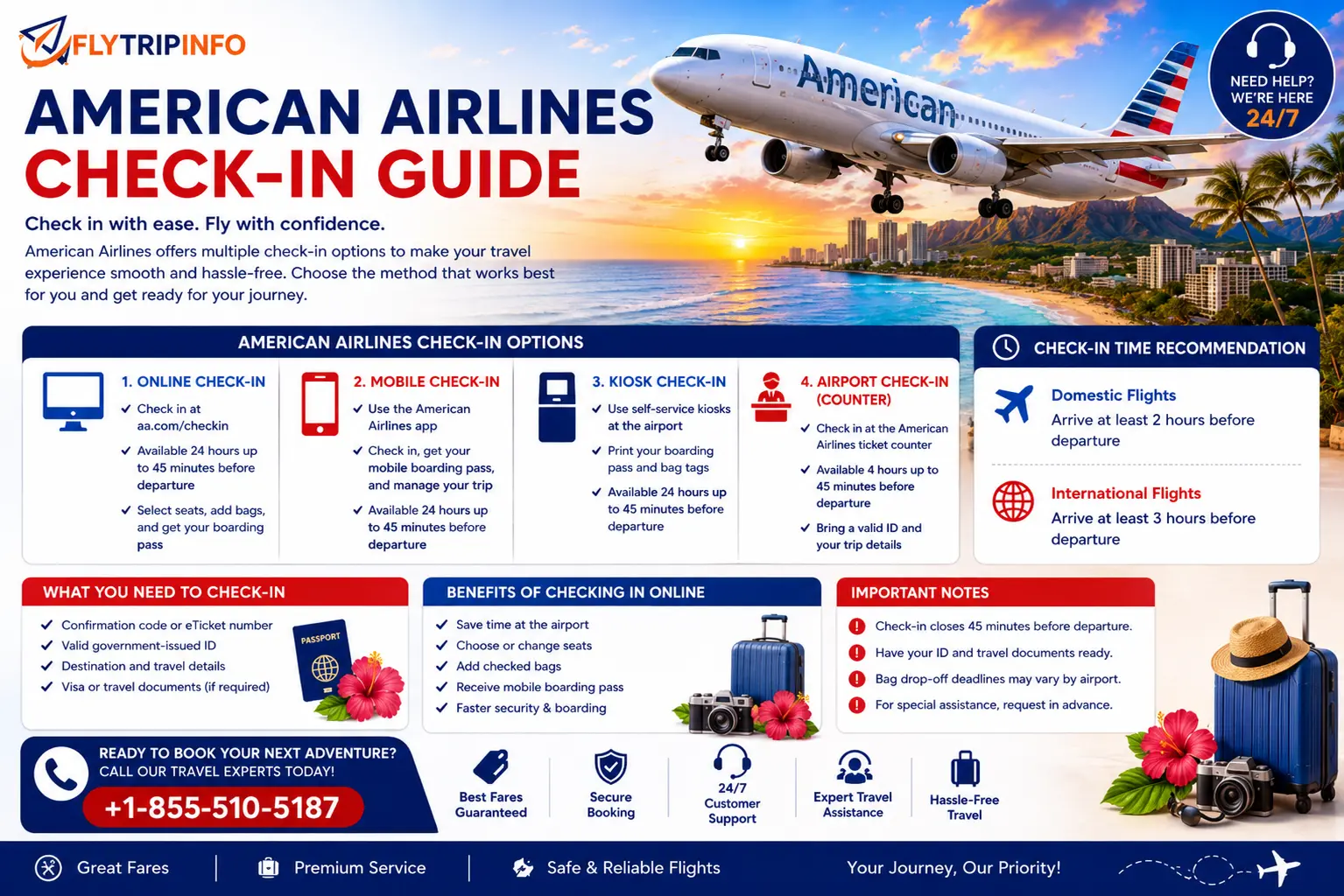 American Airlines Check In: Online, App, Times & Policy