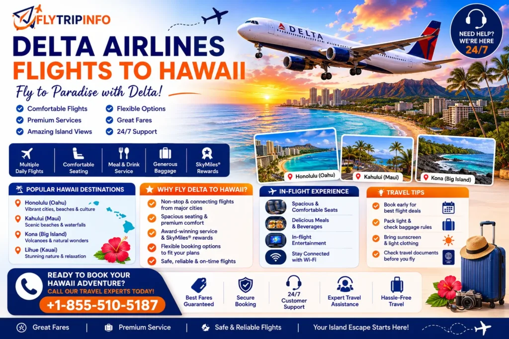 Traveler booking Delta Airlines flights to Hawaii on a mobile phone while planning a tropical island vacation