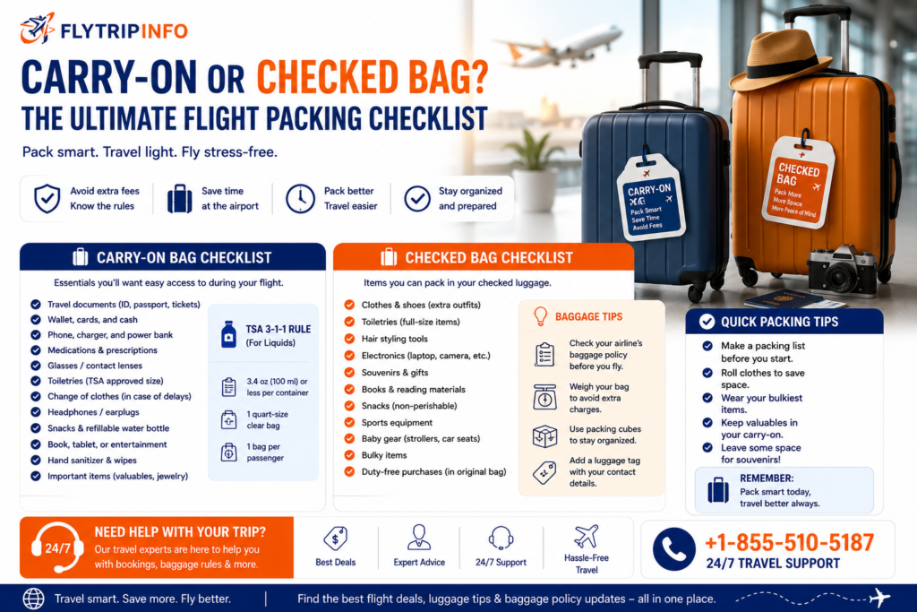 carry-on and checked bag packing guide for flights