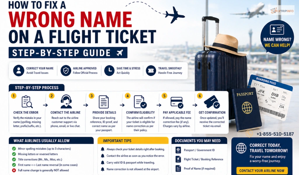 wrong name on flight ticket correction process step by step